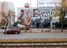 Mural na fasáde budovy spoločnosti Figaro, Bratislava - Račianska ulica, 2021